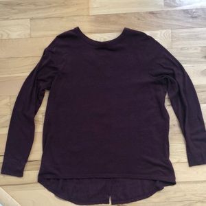 LOFT Merlot High Low Button Back Blouse